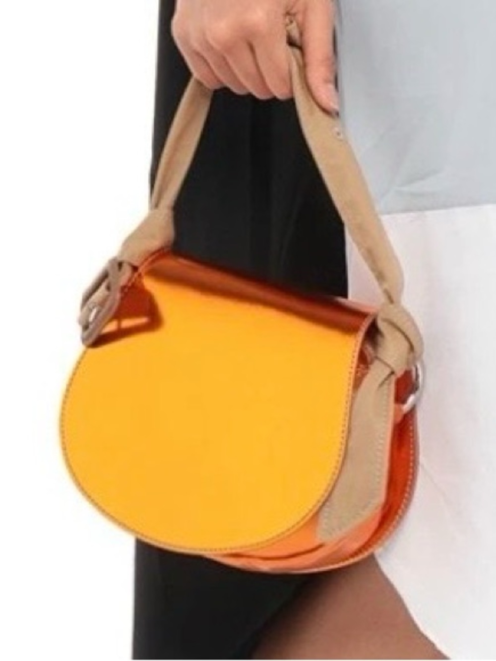 MM6 MAISON MARGIELA Flap Shoulder Bag Contrast Leather Detachable Strap GUC